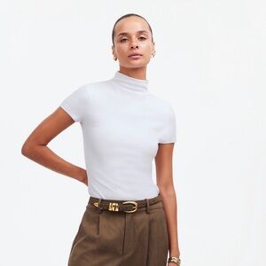 Madewell short sleeve mockneck tee S white NWT